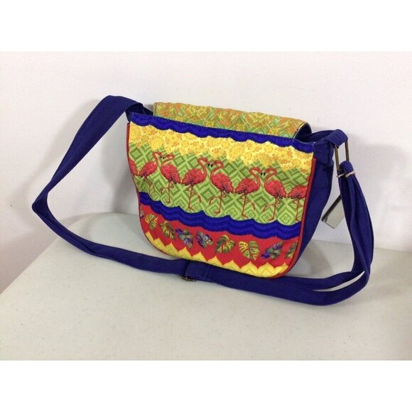 Paul Brent Messenger Bag Purse Tropical Pink Flamingos - Picture 8 of 12